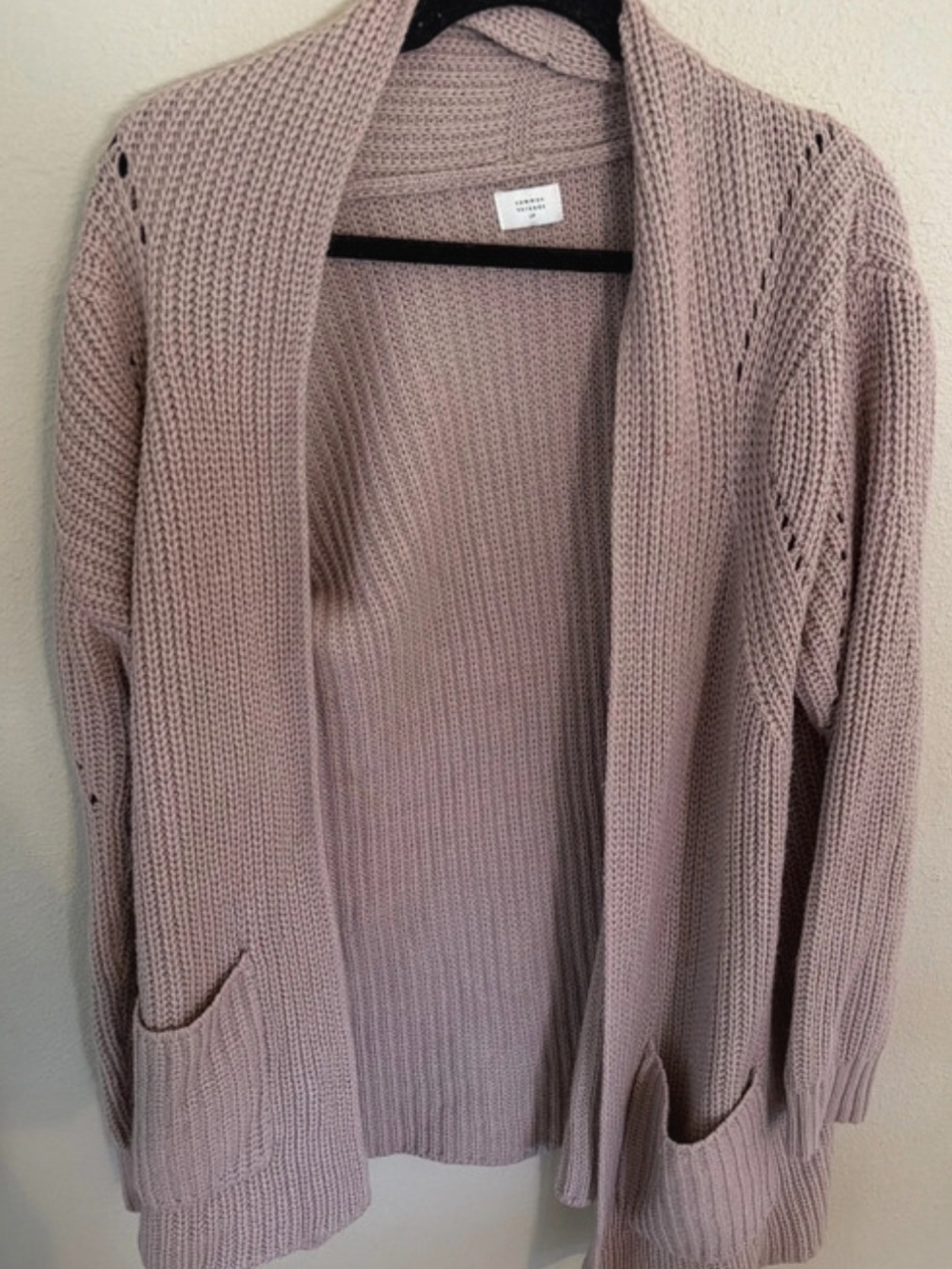 Open-Front Chunky Knit Cardigan in Dusty Rose